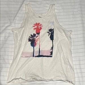 Palm Tree Graphic Tank Top - White